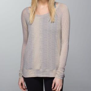 LULULEMON Salutation To Savasana Long Sleeve
Misty Stripe Burnout Cashew Grey